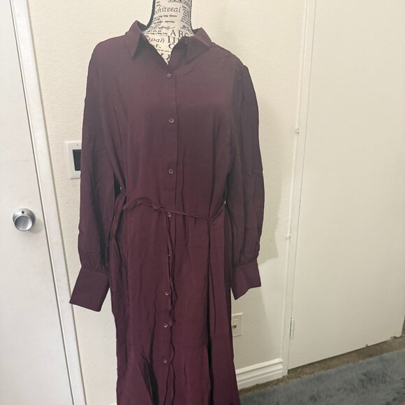 Maxi Burgendy Loft NWT Shirt dress - Picture 1 of 3